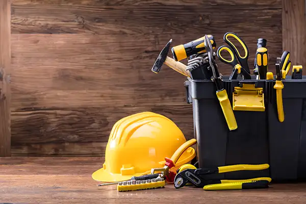 Contractor tools in toobox